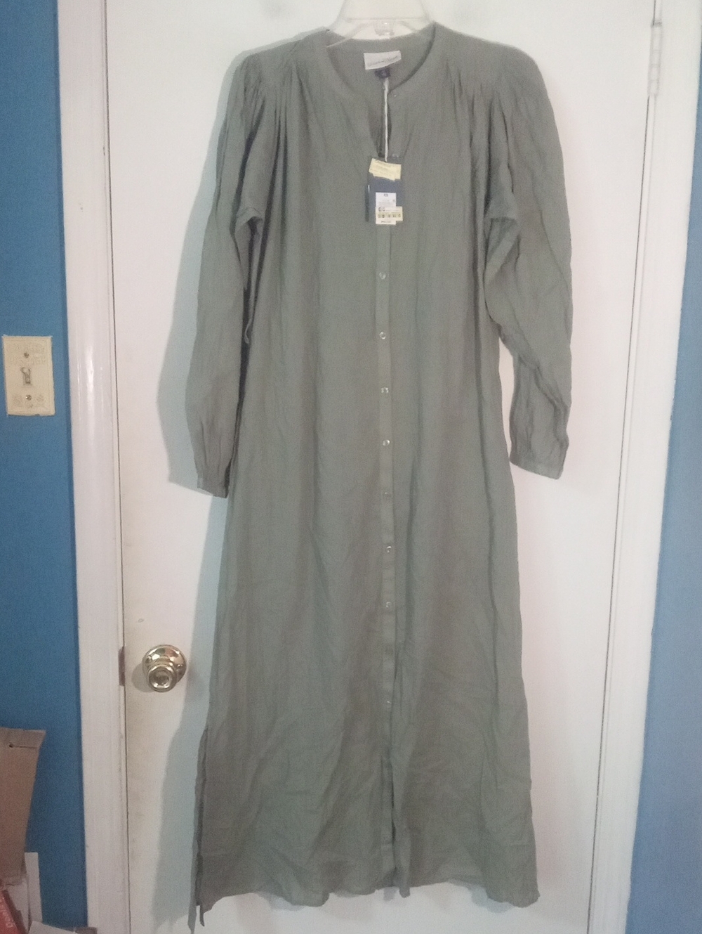 " Universal Thread Light Sage Button-Front Midi Dress XS NWT $40 NO Belt